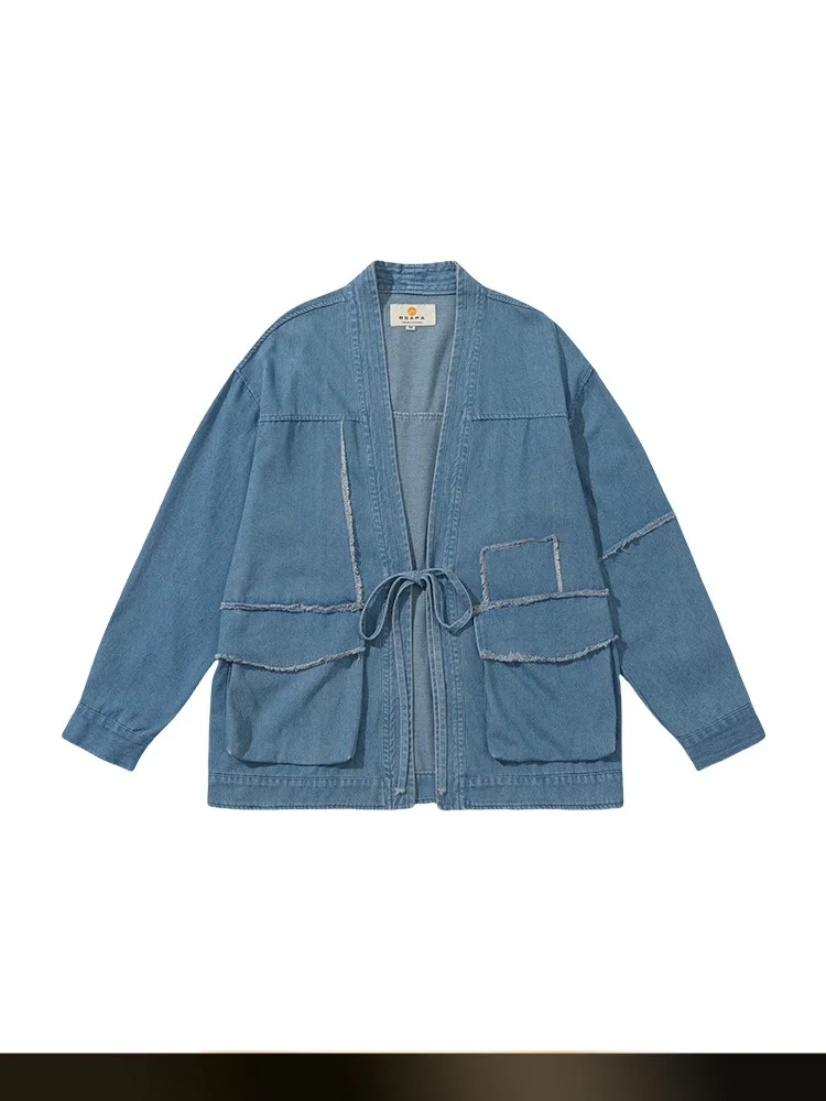 

Новая китайская джинсовая куртка-даопао в стиле пэчворк, свободная, с длинными рукавами, верхняя одежда для мужчин, модный бренд, осенний сезон, хлопок, полиэстер