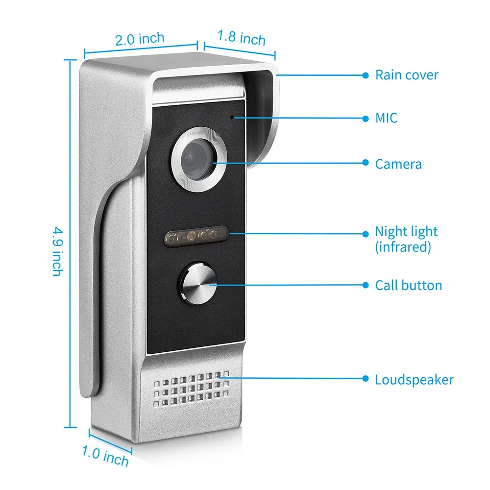 4.3 Inch Doorbell Video Camera Wired 4 wire setup Touch Monitor Intercom Waterproof IR Night 700TVL Vision For Home Surveillance