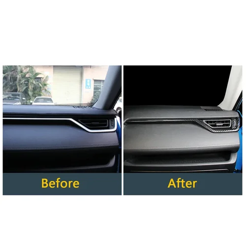 Imagen 2 del producto Para Toyota RAV4 2019 2020 2021 2022 2023 2024 fibra de carbono ABS tablero Interior consola central raya AC cubierta de ventilación embellecedora