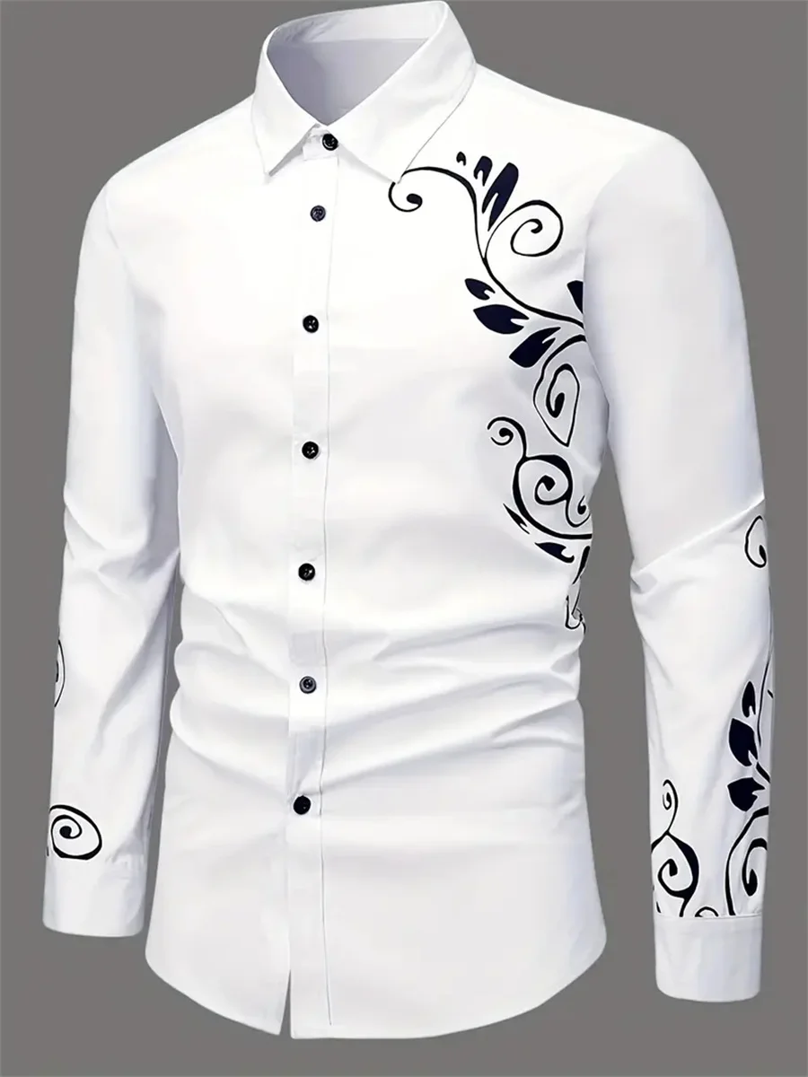 

Hot selling men's shirts, fashionable long-sleeved shirts, men's digital printed shirts, lapel casual men's tops, high quality