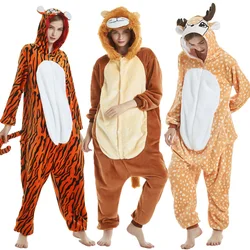 Tiger Lion Deer Animal Pijama Unicorn Onesies Pajamas Women Cosplay Kigurumi Pyjama Dalmatian Panda Dinosaur Onesies Jumpsuits