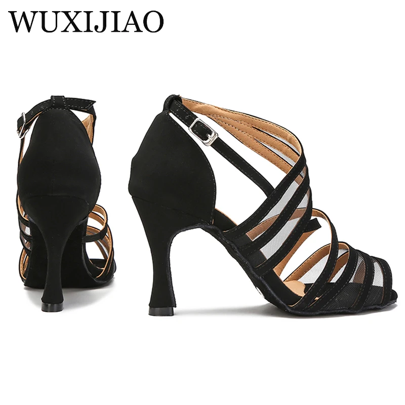 WUXIJIAO-zapatos de baile latino de ante para niña, sandalias rojas para baile de tango y salsa, calzado deportivo para interiores