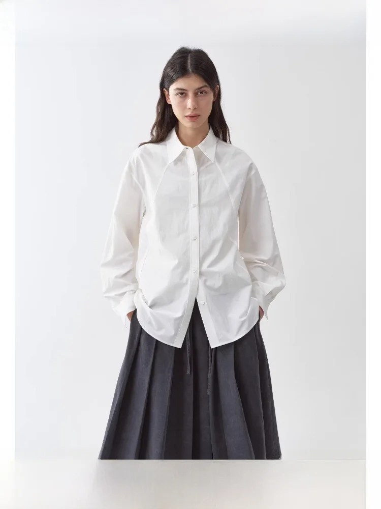 

Planites Vol Loose Fit Cotton Texture irt Micro Wrinkle Diagonal Stitching Pure Cotton Long Sve Button up irt