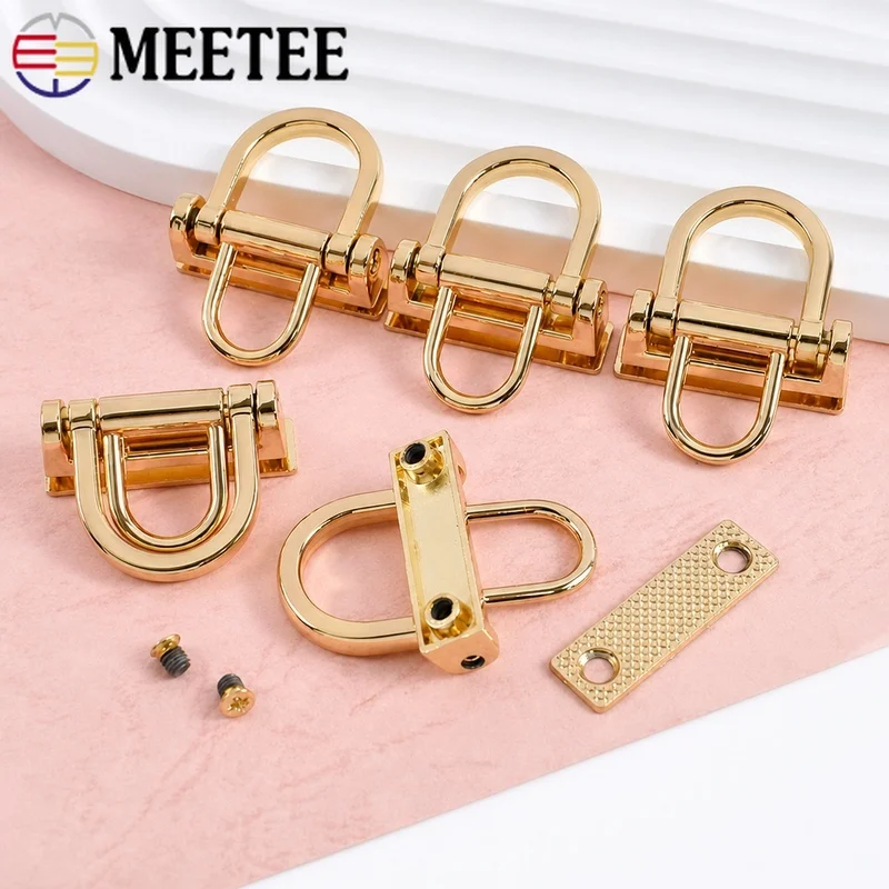 

4Pcs Meetee 15mm Metal Bag Side Clip Buckles D Ring Handle Hook for Handbag Chain Connect Clasp Repair Loop Hardware Accessories