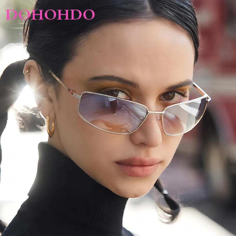 

Vintage Small Frame Metal Rectangle Sunglasses Men Women Unisex Fashion Luxury Brand Designer Outdoors Travel Eyeglasses UV400