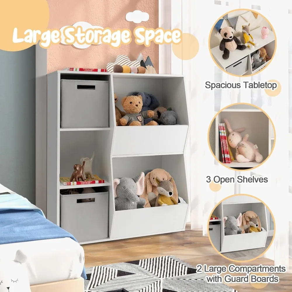 5-Tier Kids Bookshelf with Toy Storage Bins 4