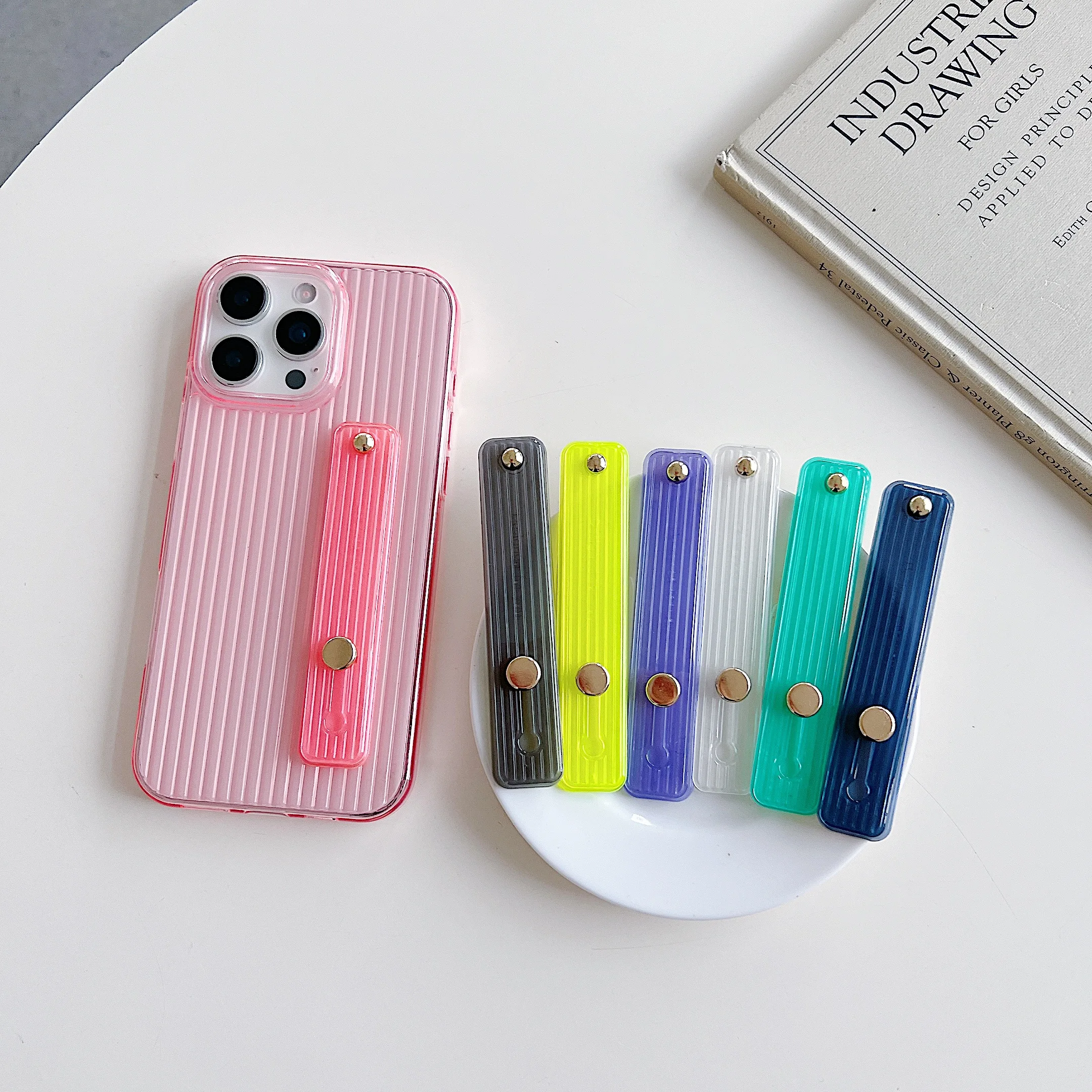 Banda para la muñeca, banda para la mano, agarre para el dedo, soporte para teléfono móvil, Push Pull, soporte Universal para enchufe de teléfono de Color liso para iPhone Xiaomi
