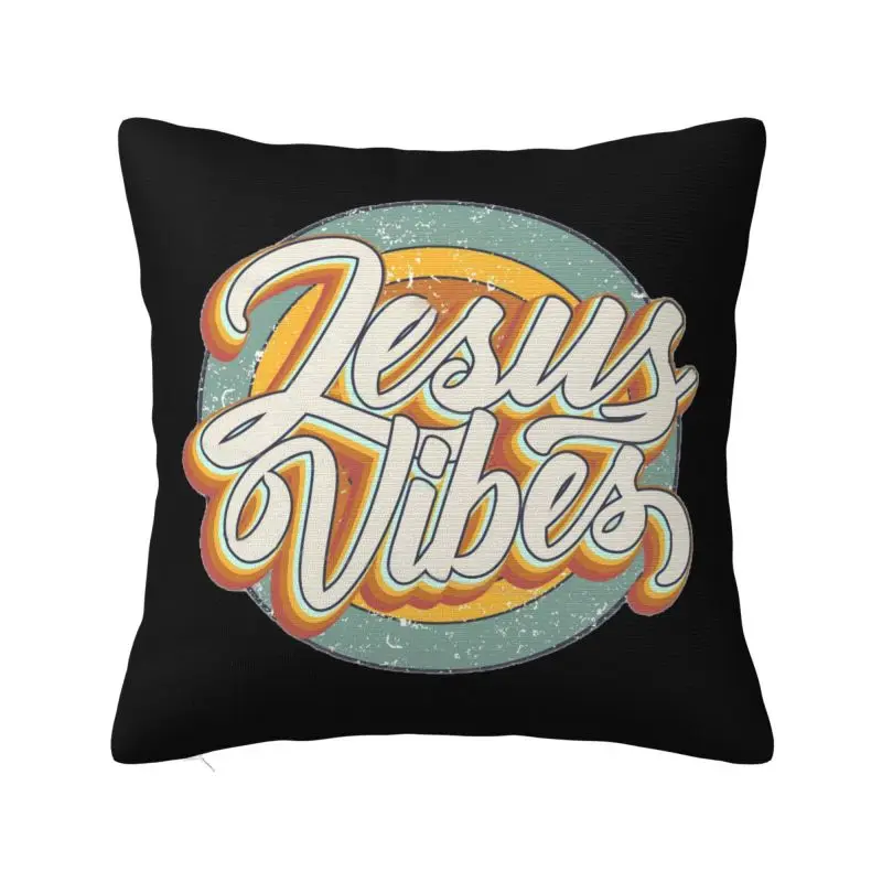Custom Fashion Jesus Cursive Christian Cross Throw Pillow Case Home Decor Square Cushion Cover Pillowcover for Living Room