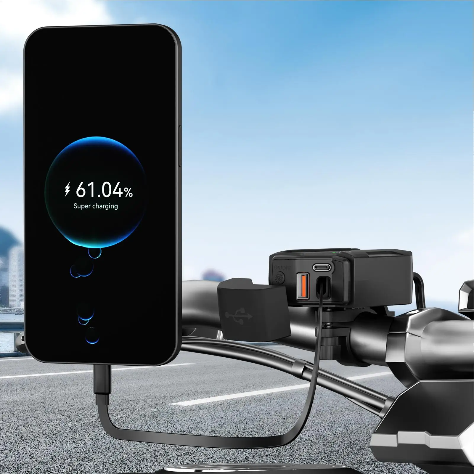 オートバイ-usb-ポート-12v-24v-防水急速充電-type-c-アダプター-オートバイ-type-c-ポート-家庭用-日常冒険車両-道路用