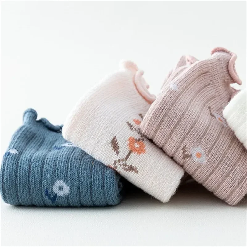 Kids Socks For 0-5 Years Girls Autumn Winter Cotton Print Children\'s Girls Socks Soft Beauty Toddler Princess Long Sock