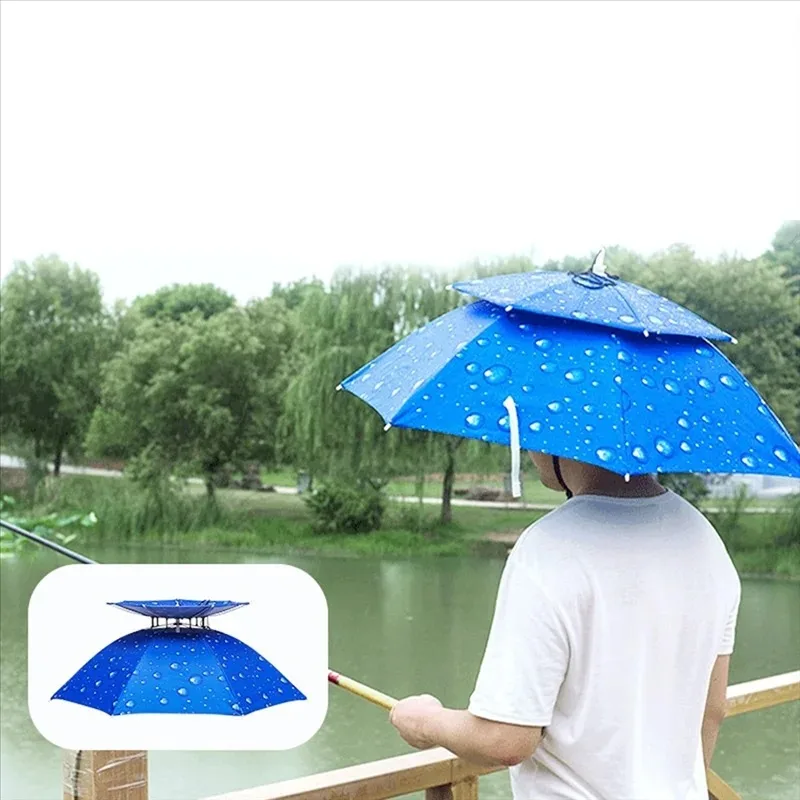 Foldable Portable Rain Umbrella Hat Waterproof Outdoor Fishing Sunshade Camping Headwear Beach Fishing Cap