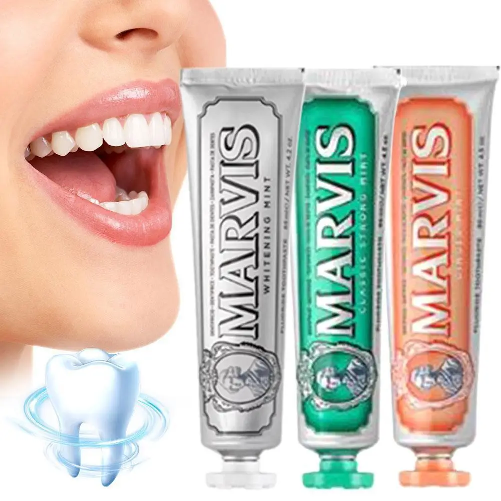 2PCS 85ml Italy Original Marvis Toothpaste Whitening Mint Freshen Breath Remove Smoke Stains Toothpaste Teeth Whitening