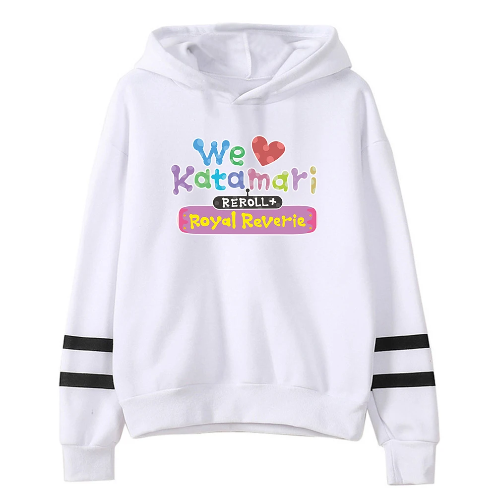 We Houden Van Katamari Reroll Koninklijke Mijmering Hoodie Pocketless Parallelle Staven Mouw Sweatshirts Harajuku Streetwear Dames Herenkleding