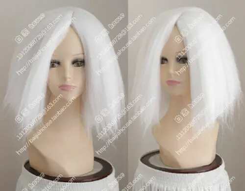 

Glamour White Corn Wave Curly Fashion Wig Short Hair Cosplay Fluffy Wigs 40cm