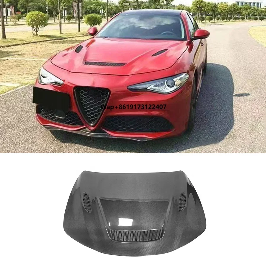 

For 2017-2019 Carbon Fiber New Style Font Bumper Vented Hood Bonnet Cover Car Bodykit