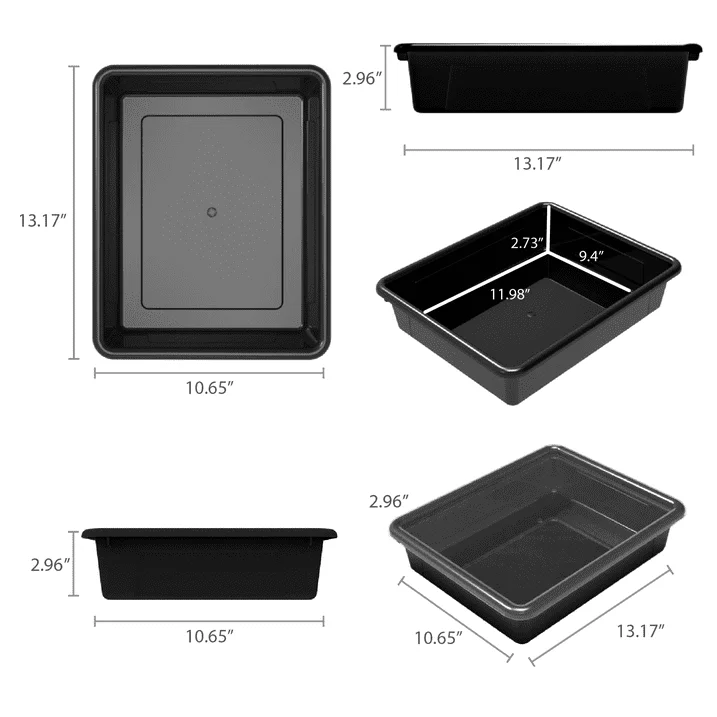 Storex Plastic Letter Tray, Storage for Documents and Office Supplies, Black, 5-Pack