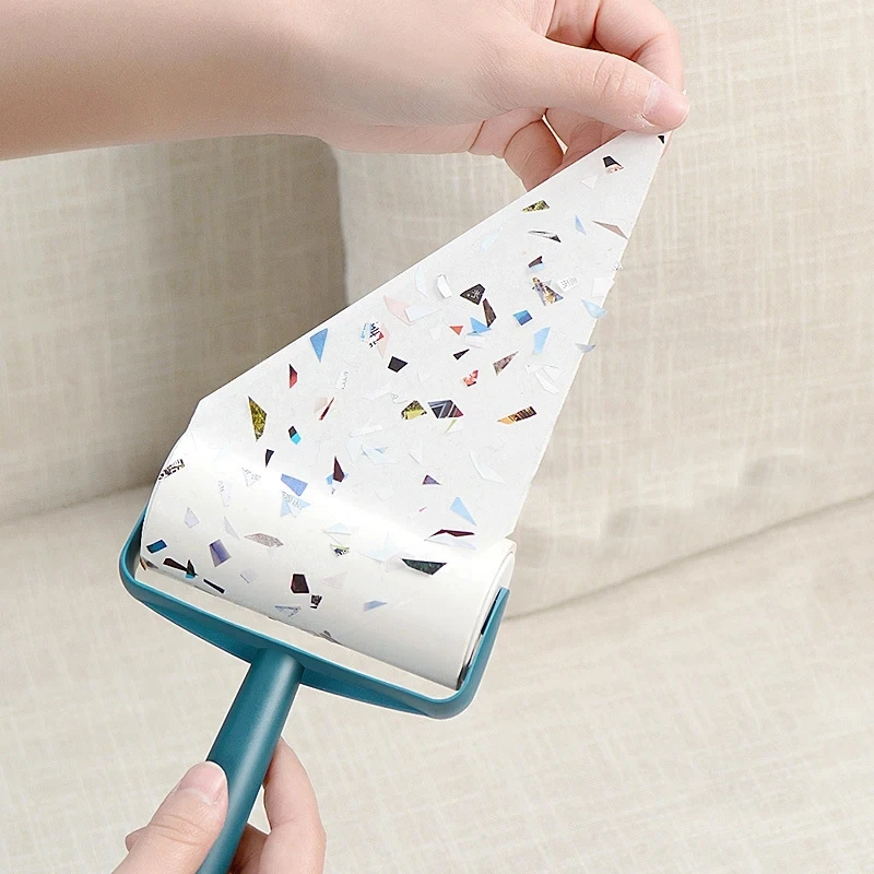 Tearable Roll Paper Sticky Roller Dust Wiper Pet Hair Rooler Carpet Tousle Remover Portable Replaceable Cleaning Brush Tool