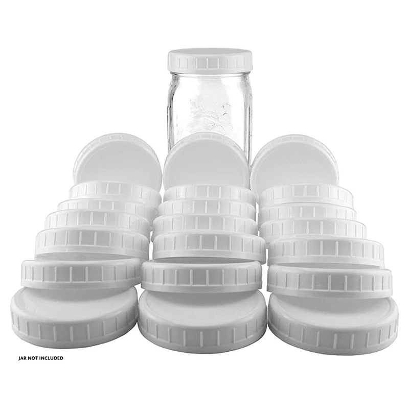 

144X Regular Mouth Lids For Mason Jar Lids Plastic Storage Caps For Mason Canning Jars And More, Standard, Dia 70Mm