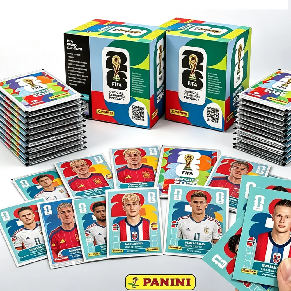 Boîte et paquets d'autocollants officiels Panini Coupe du Monde FIFA 2026, autocollants de collection de joueurs de football, autocollants de collection de football