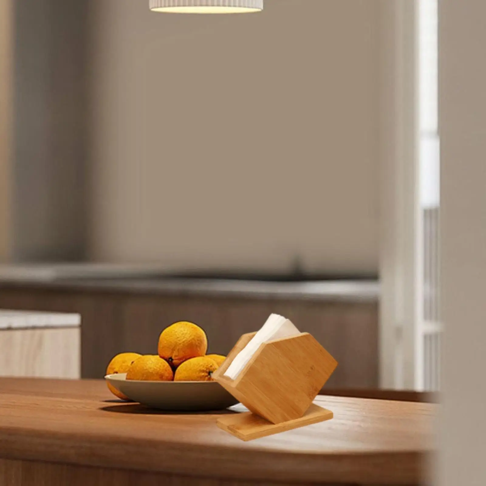 Bamboo Tissue Box Cube Standing Shape Dispenser Paper Napkin Rack Boxes for Home Kitchen Dining Table Decoration Storage Holder