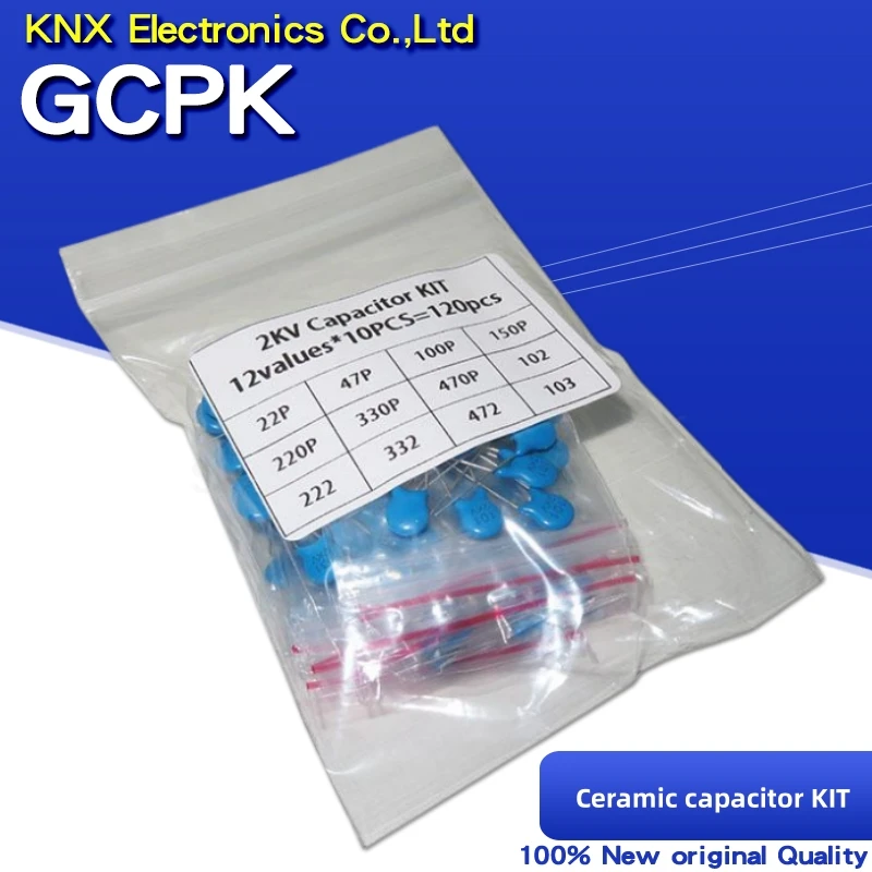 120PCS=12value*10PCS 2KV Ceramic capacitor KIT 2KV 22P 47P 100P 150P 220P 330P 470P 102 222 332 472 103 EACH 10PCS