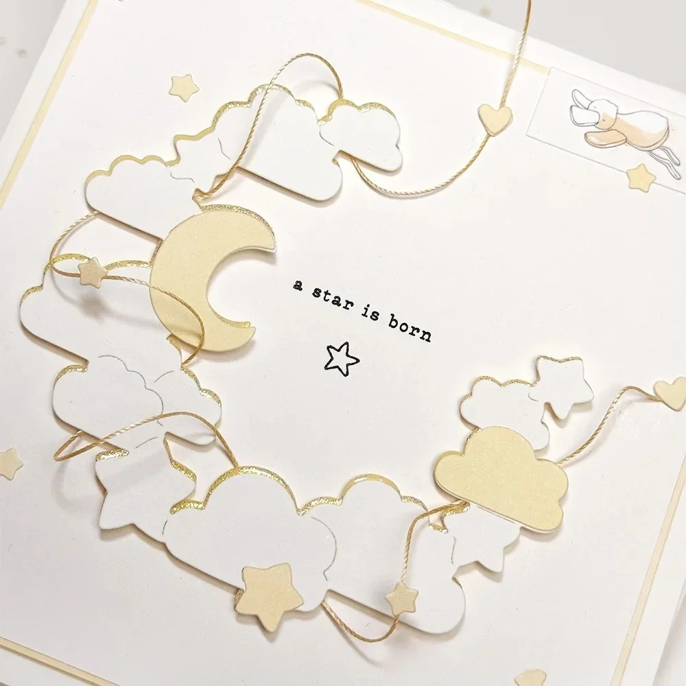 

Mmao Craft metal cutting dies cut die mold Moon stars cloud frame Scrapbook paper craft knife mold blade punch stencils dies