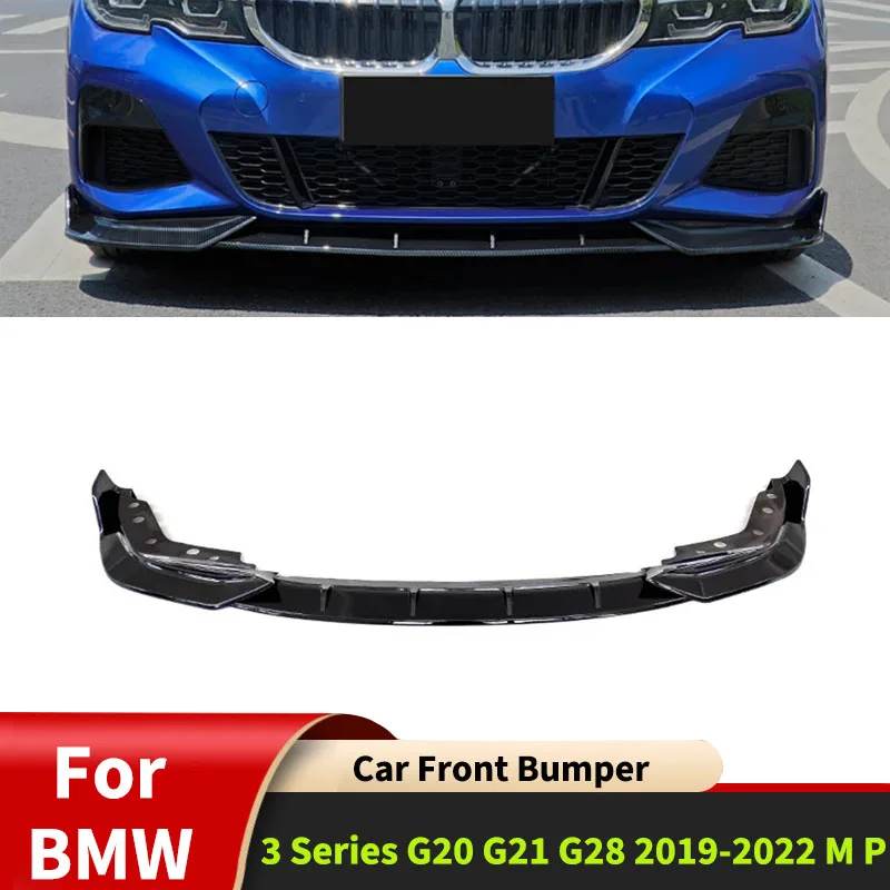 For BMW 3 Series G20 G21 G28 2019-2022 M Pack Car Front Bumper Lip Spoiler Splitter Diffuser Auto Protector Cover Canards Tuning