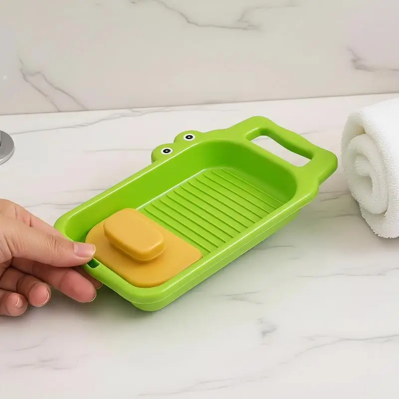 Household Laundry Washboard Cute Cartoon Crocodile Roller Design Portable for Dorm Hand Wash Underwear Socks