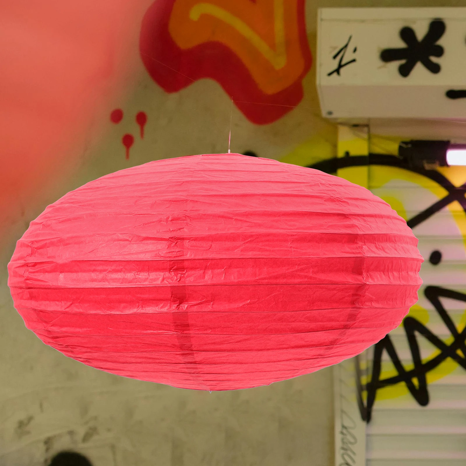

1pc Foldable Paper Lantern Lampshade Hanging Chandelier Light Shade Decorative Oval Lamp Cover For Home Wedding Party Decoration