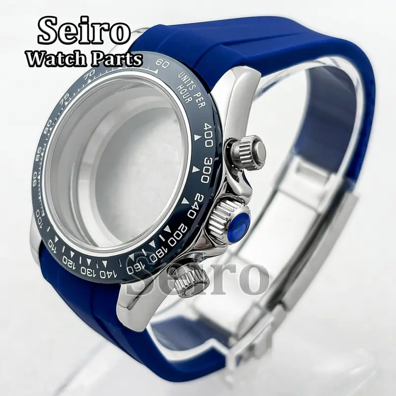 39MM Sapphire Glass Watch Case Rubber Strap Rose gold Silver Watch Accessories Parts for Daytona VK63 Movement Men 29.5MM Dial - Image 10