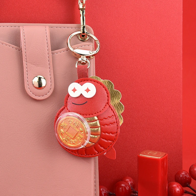 PU Leather New Year Keychain Chinese Snake Keychain 2025 Year Of The Snake Lucky Keychain Spring Festival Key Pendants Bag Decor