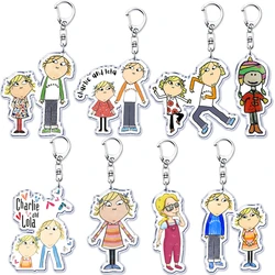 Cute Tv Series Charlie and Lola Kids Keychain for Women Accessories Lauren Child Pendant Keying Jewelry Friends Fans Gift