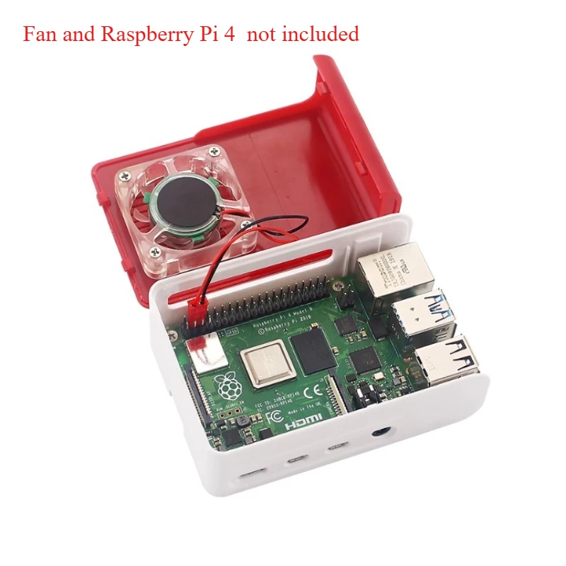 Raspberry Pi 4, красно-белый корпус из АБС-пластика, настенный охлаждающий вентилятор с поддержкой для Raspberry Pi 4 Model B