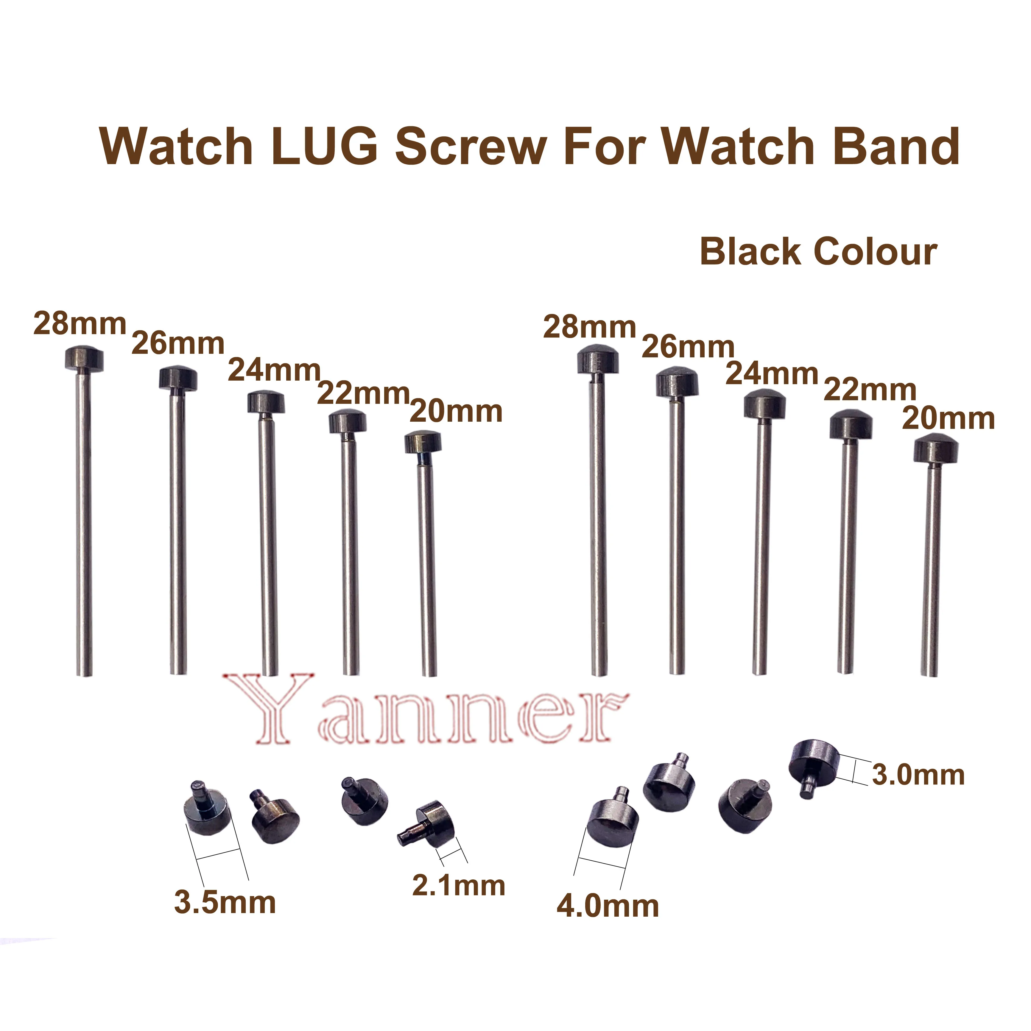 Black and  Gold colour Watch Band Screw Pins for Watchmaker Repair Parts Watch LUG Screw Set Big Size