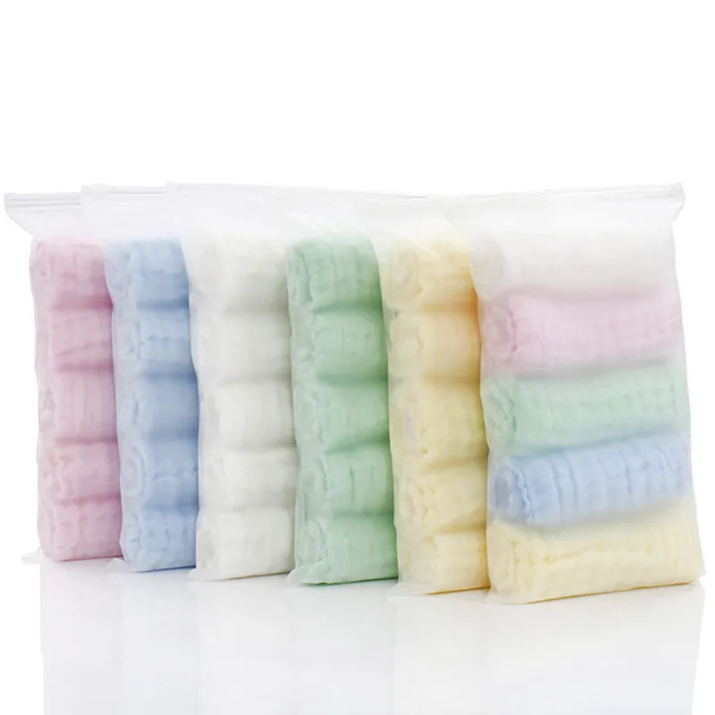 5PCS6-layer cotton Baby Towel Bath Face Towel Wiping hiccup towel seersucker small square towel