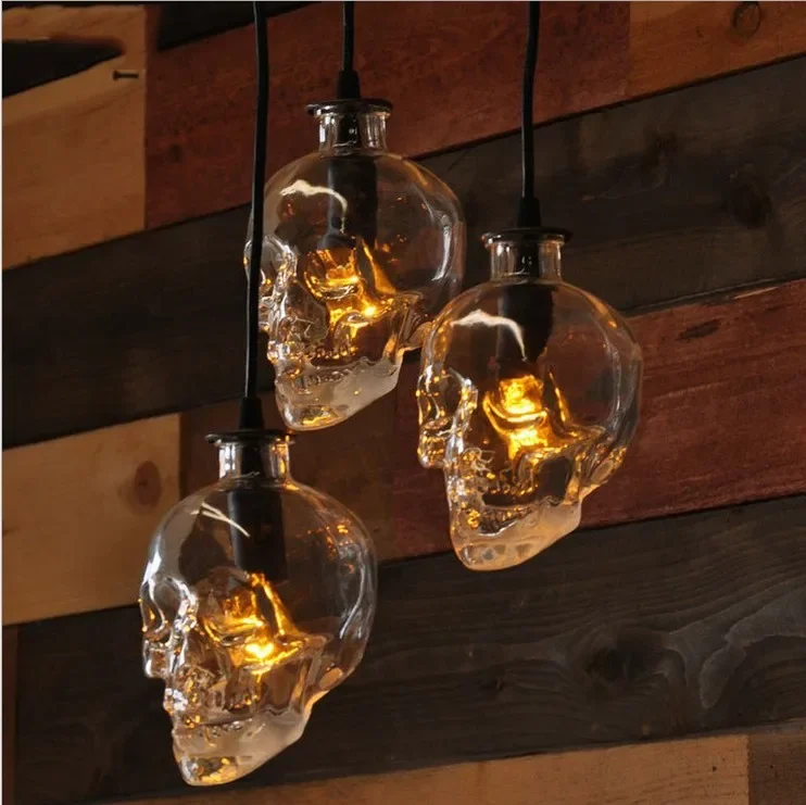 Bar Cafe Home Decor Wall Lamp Retro Industrial Style Skull Head Glass Wall Sconces in The Bedroom Halloween Design Wall Lamp