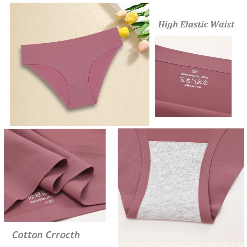 3PCS Seamless Ice Silk Panties for Women Sexy Low Rise Briefs Female Ultra Thin… - Image 5