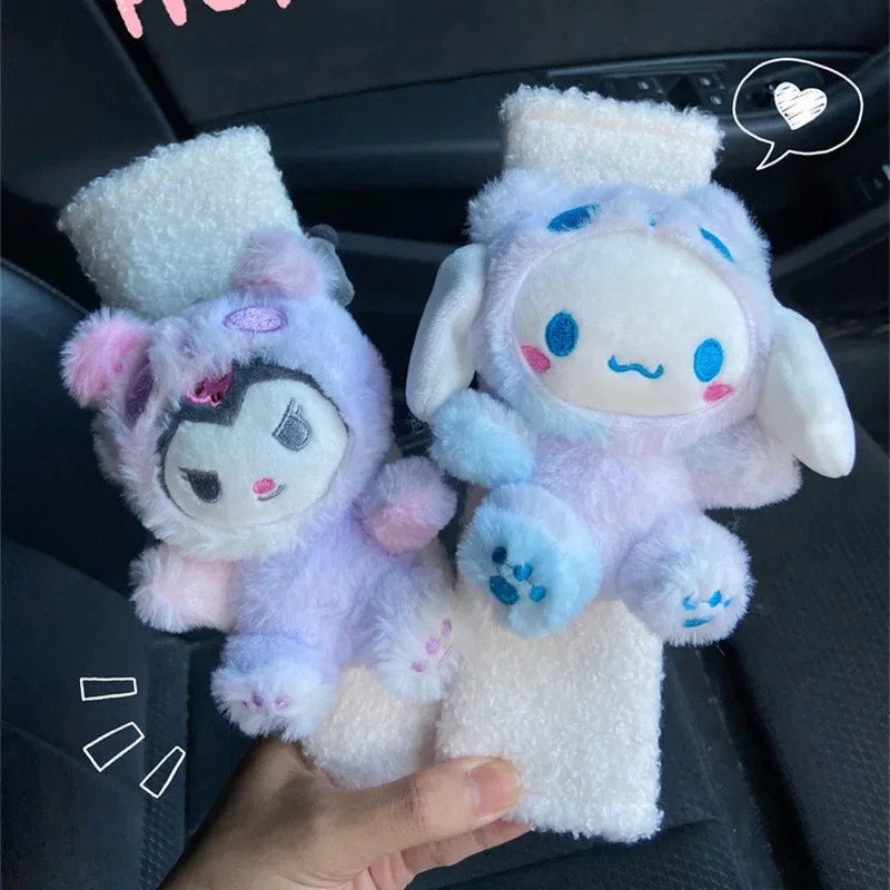 

Sanrioed Cinnamoroll Hello Kitty Kuromi Car Seat Belt Protector Cartoon Style Car Shoulder Pads Car Interior Cute Decorations