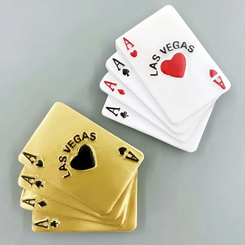 Las Vegas Playing Cards 3D Fridge Magnets Handicraft Resin Refrigerator Magnets Sticker US Souvenir Collection Home Decoration