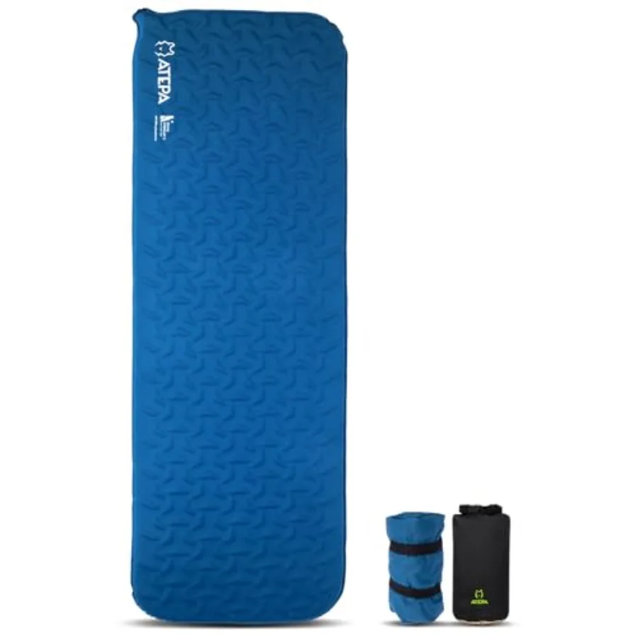 

Self-Inflating Sleeping Pad Compact Foam Camping Pad with 3cm High-Resilience 4-Side-Compression Sponge Lightweight and Portabl
