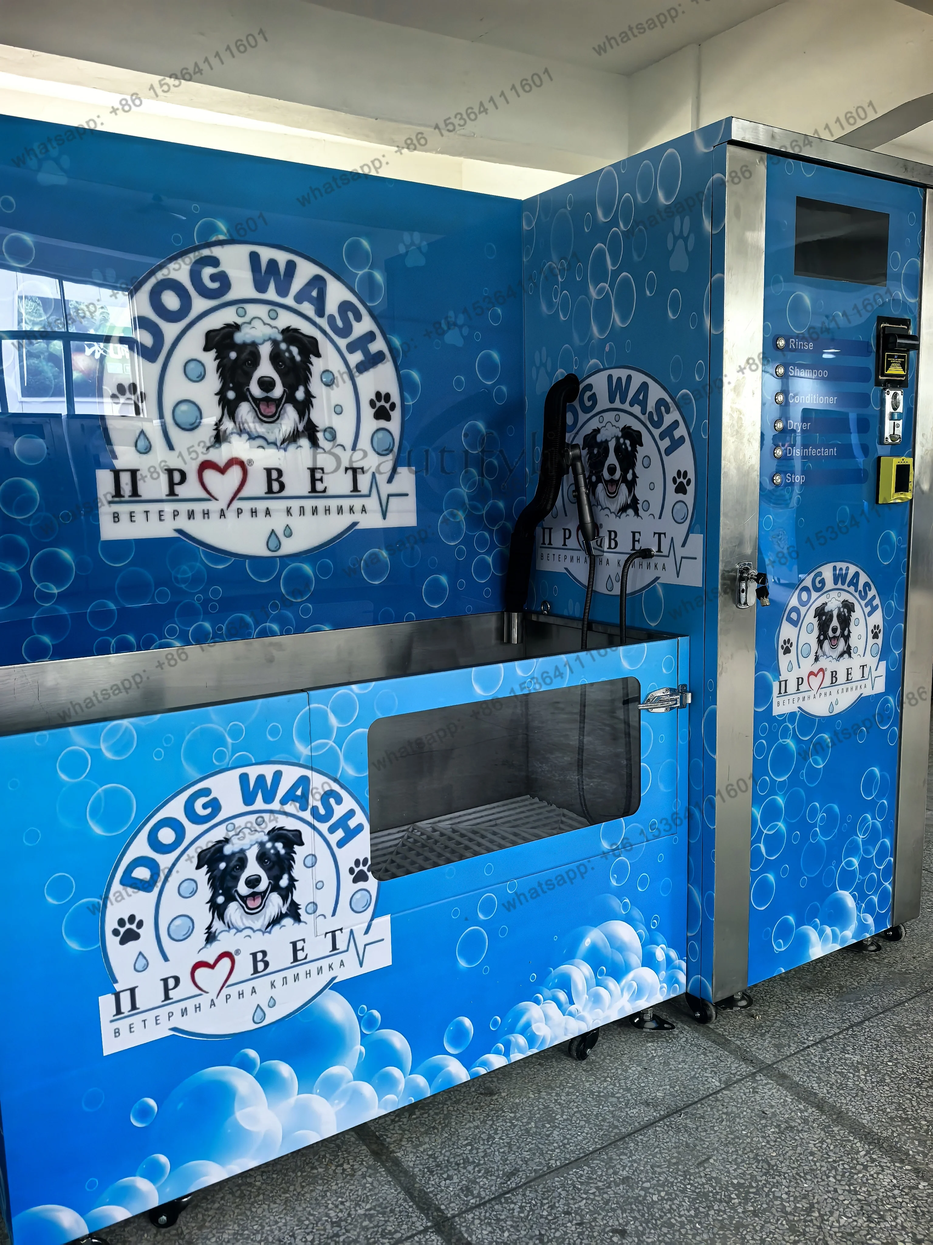 Self Service Automatic Portable Pet Wash Station with Payment System Precise Temperature Control Pet Safe