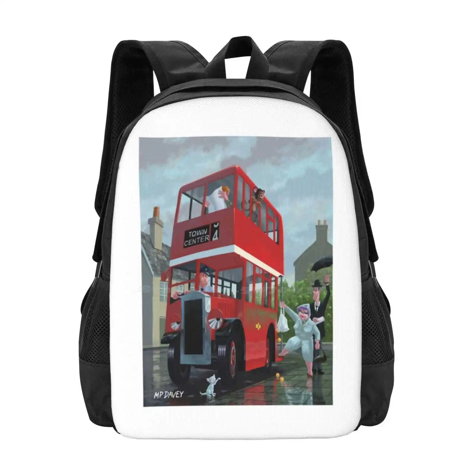 Bus Stop Queue School Bags For Teenage Girls Laptop Travel Bags Weather Rain Shopping Humour Humor Bus Stop Queue Red London