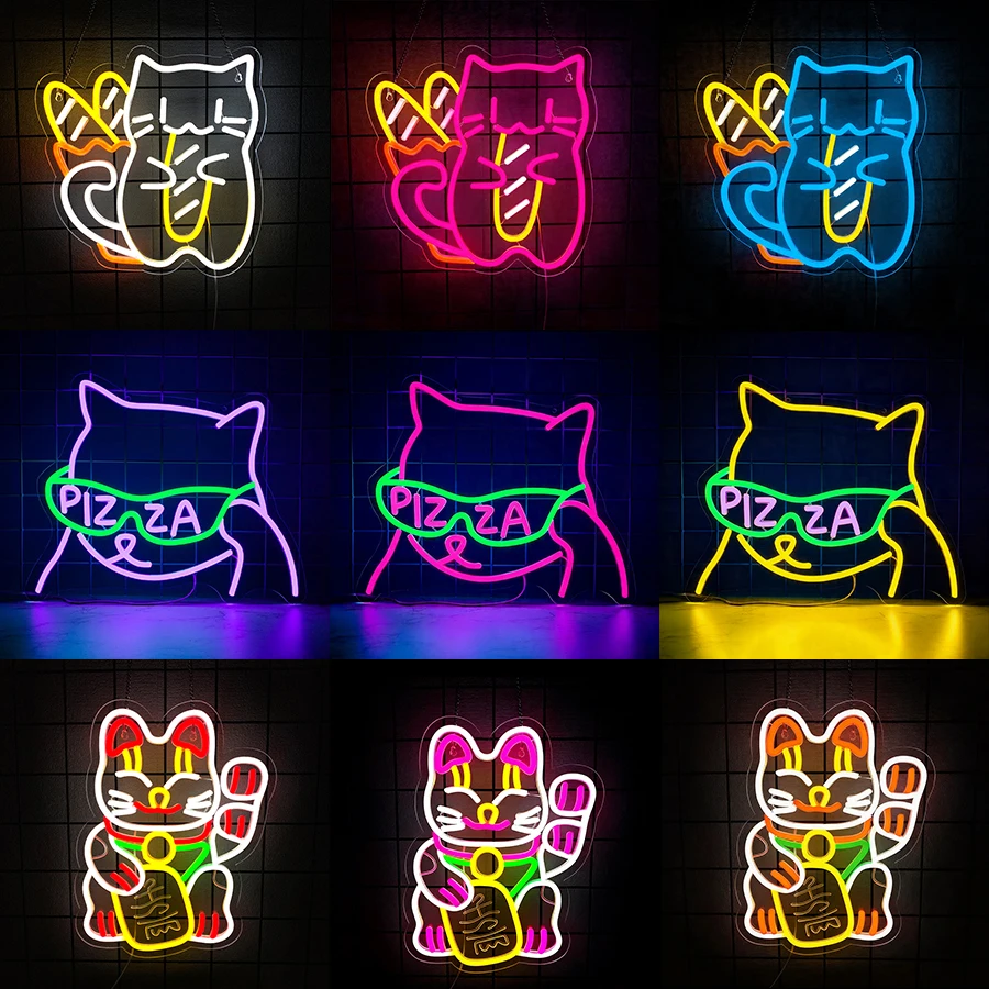 Cat Neon Sign,Bakery Cat LED Sign for Business Wall Arts,USB Powered Neon Lights for Cake Bread Store Coffee Bar Kitchen Decor