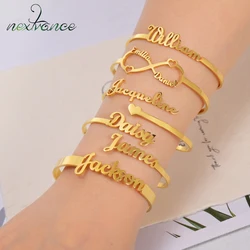 Brazalete de acero inoxidable con nombre personalizado para mujer y niña, pulsera con placa de identificación y letras, joyería para regalo de boda, 32 estilos, nuevo