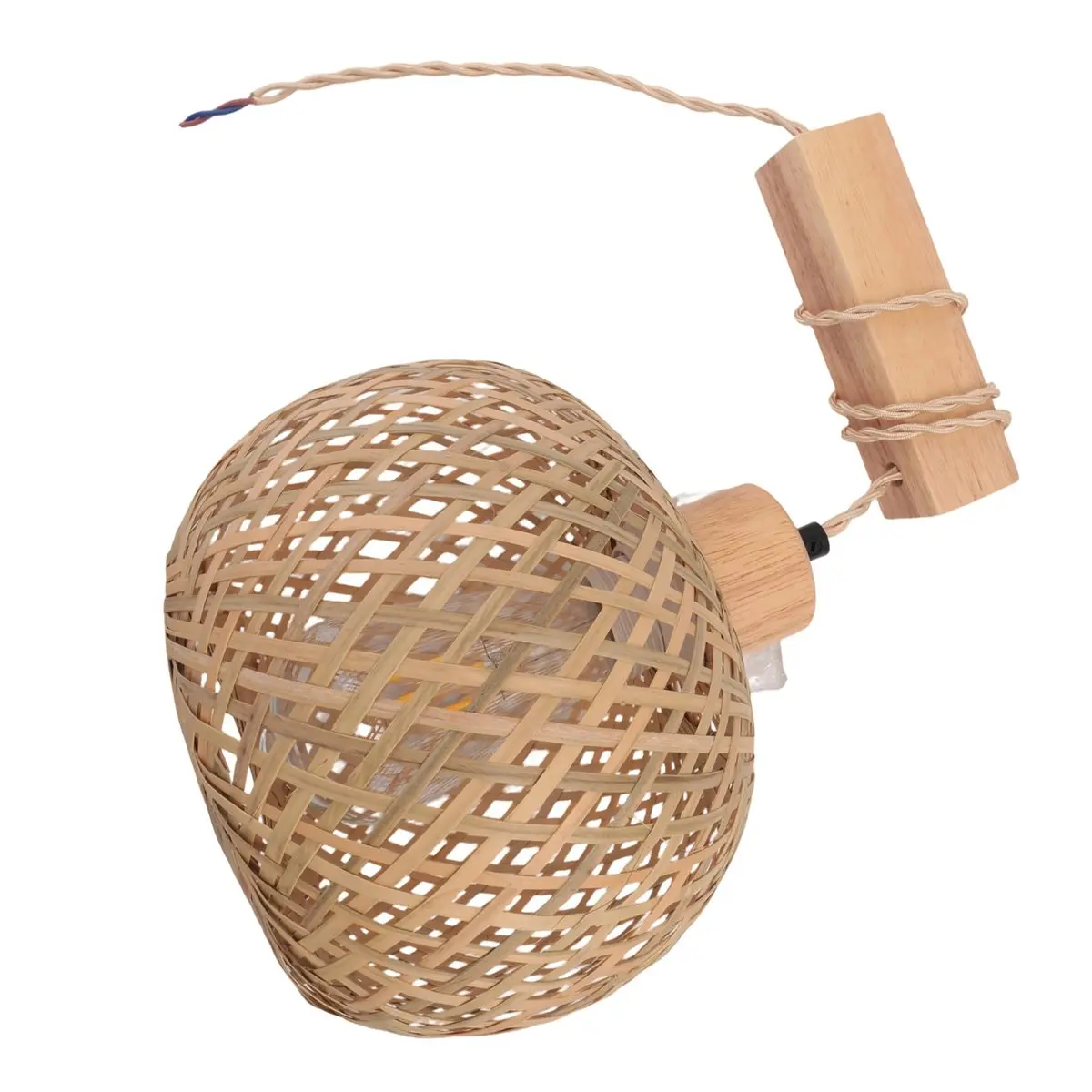 DT17 Retro Japanese Style Bamboo Bedside Wall Lamp, Rattan Wall Sconce Vintage for Bedroom Restaurant Background Decor, 4W LED