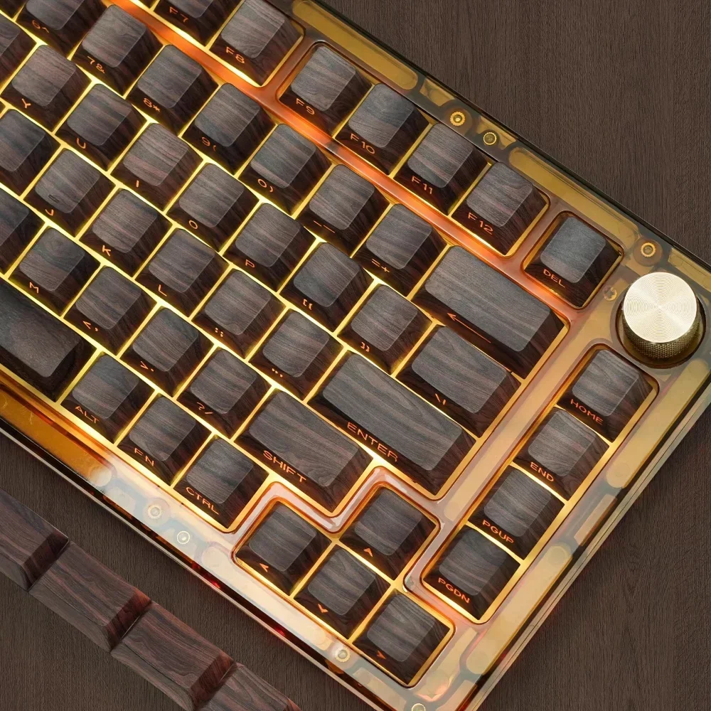 Walnut Side Engraved Keycap Set PBT 126 Keys Personalized Translucent for 60/64/84/98/108 Gaming Mechanical Keyboard MX Switch