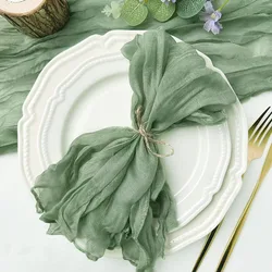 Servilleta de gasa verde salvia, Mantel Individual para mesa, comedor, boda, fiesta, banquete, Navidad, arcos, decoración de pasteles, 6 unidades