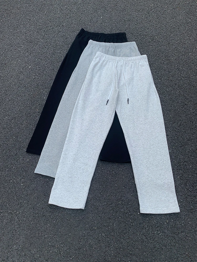 

Loose Straight Leg Fitn Casual Pants for Men American Sle Fce Lined Spor Leisure Trousers FF Trendy Brand