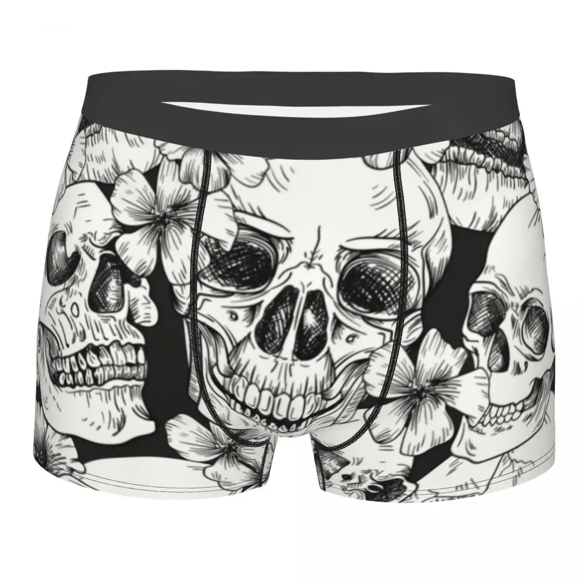 Custom Skull And Flower Boxers Shorts Mens Briefs Underwear Fashion Underpants