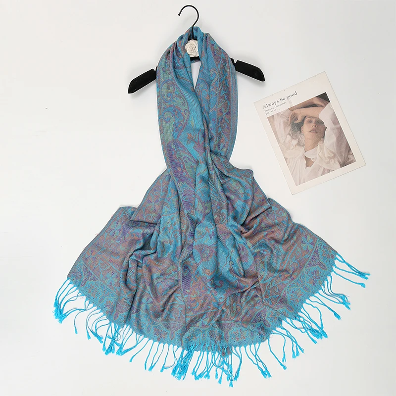 Quaste Decke Design dicke Pashmina neue Winter warme Schal Wrap Kaschmir Schal Frauen Halstuch Poncho Stolen 2024 – Detail 3